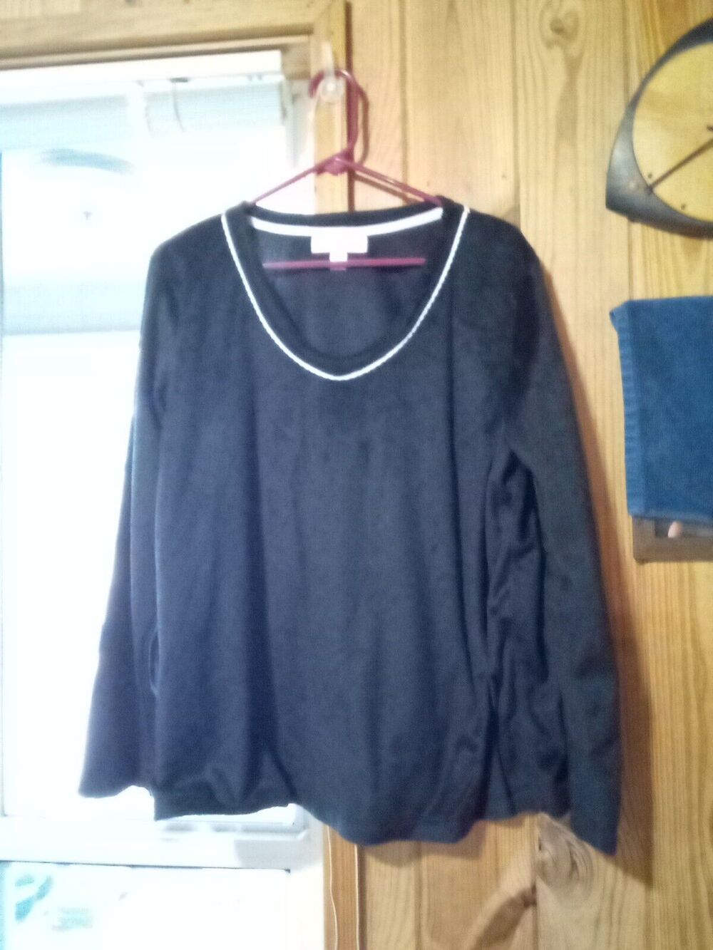Oscar De La Renta Fine Label Vintage Women's L Polyester Vneck Long Sleeve Black